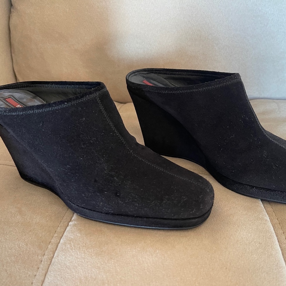 Prada Black Suede Wedge Slip-on, Women s UK 36.5 / US 6